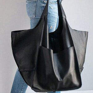 Black Casual Women's Large Capacity Tote Bag With Front Pocket